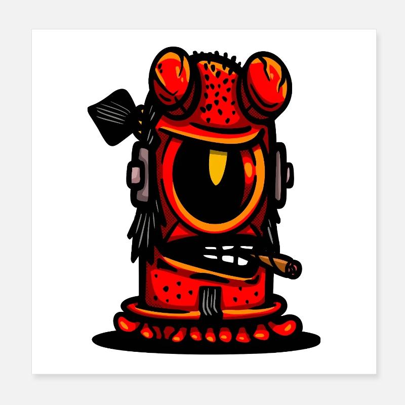 Red Devil Cigar Karikatur Poster 20x20 cm