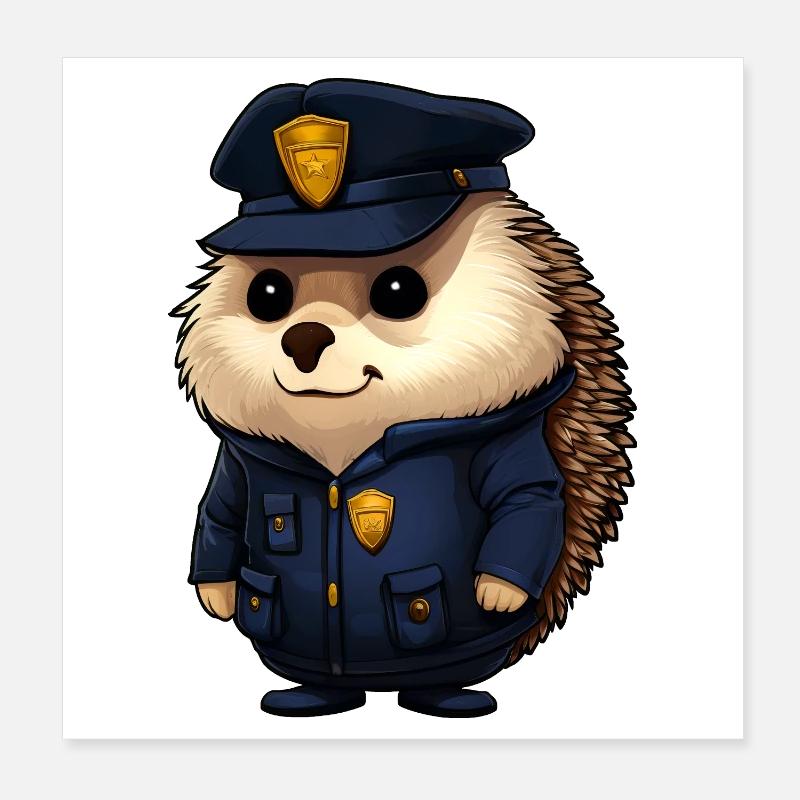 Igel Polizei Poster 20x20 cm