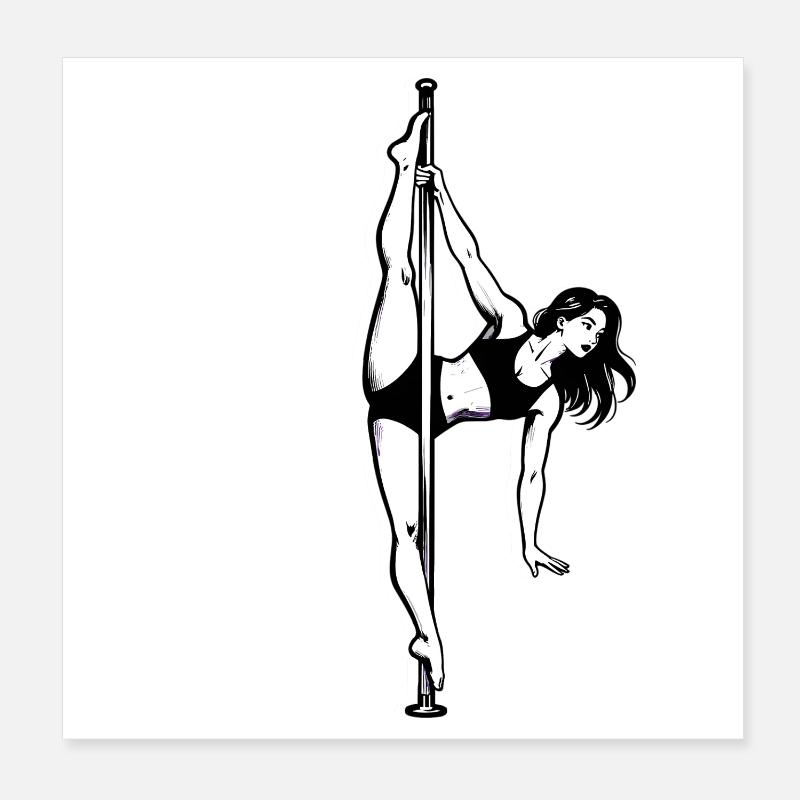 Danseuse au poteau Don acrobatique élégant Poster 20 x 20 cm