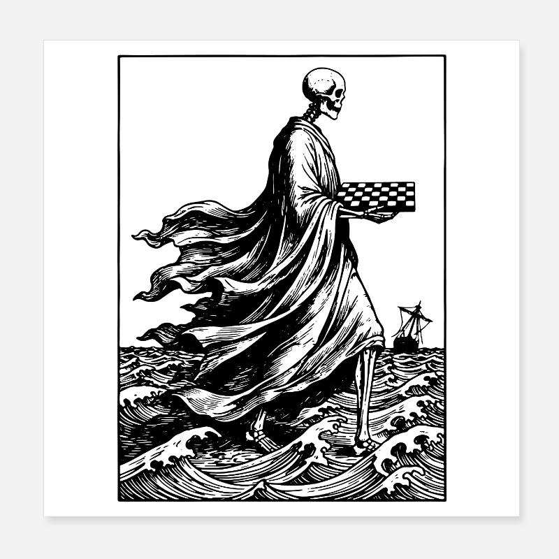 skeleton plays chess Poster 8" x 8" (20x20 cm)