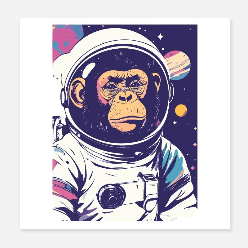 Chimpanzé astronaute dans l’espace Poster 20 x 20 cm