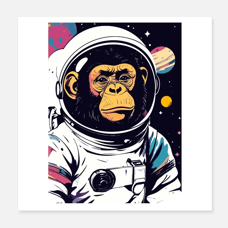 Motif du singe astro en combinaison spatiale Atroonaut Chimpanzé Poster 20 x 20 cm