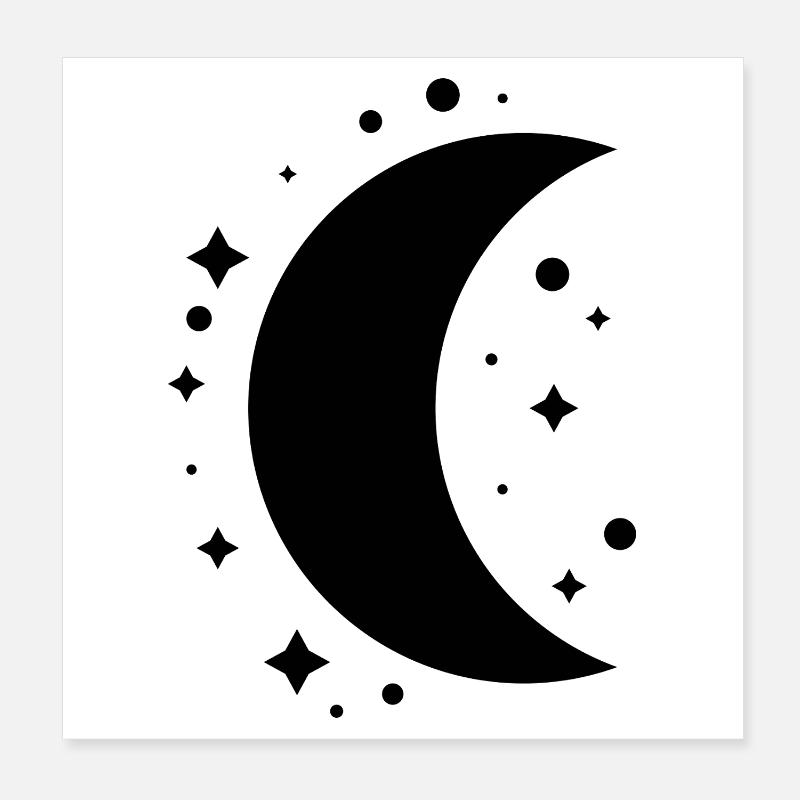 Lune et étoiles Poster 20 x 20 cm