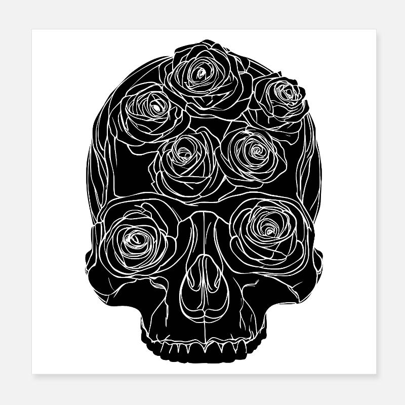 Dark Rose, Skull Rose Poster 8" x 8" (20x20 cm)