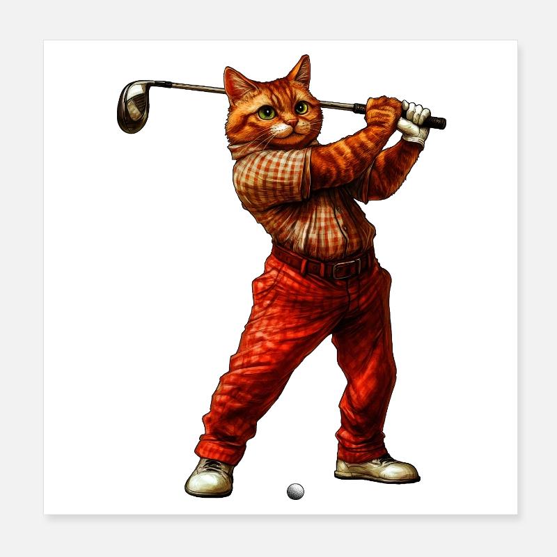 Katzen Golf Poster 20x20 cm