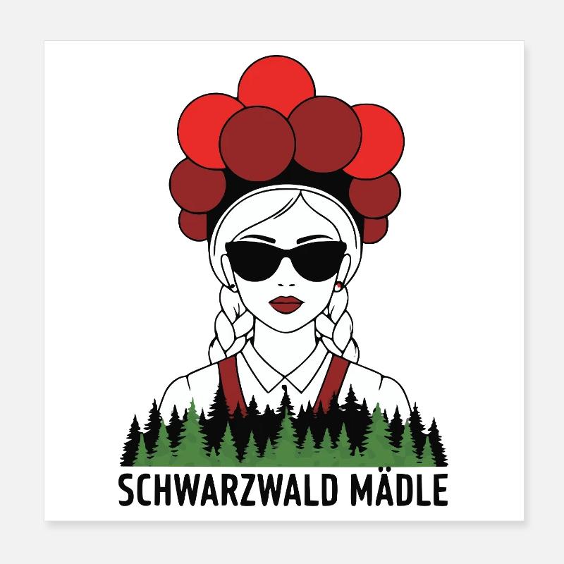 Black Forest Mädle - Proverbe bade Poster 20 x 20 cm