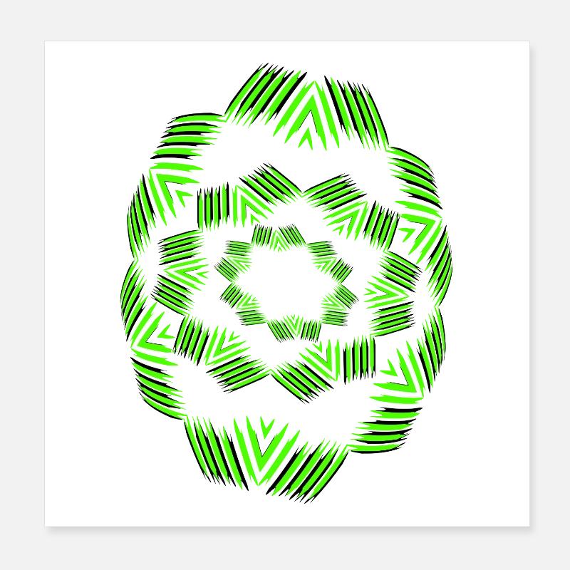 Neon Mandala Fächer Muster Poster 20x20 cm