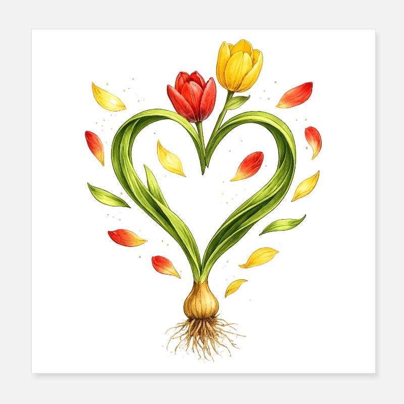 Cœur de tulipe avec un bulbe visible Poster 20 x 20 cm