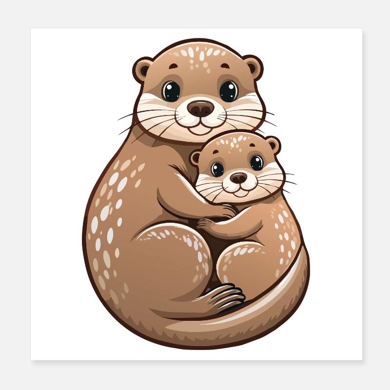 Mutterotter mit Jungtier Poster 20x20 cm