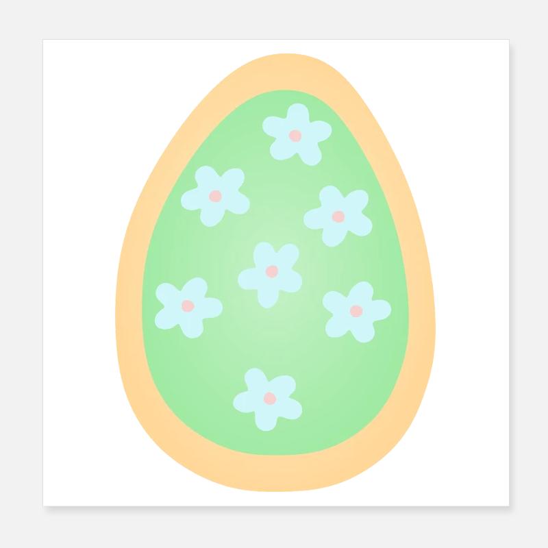 Pastel Floral Egg Pattern Poster 8" x 8" (20x20 cm)