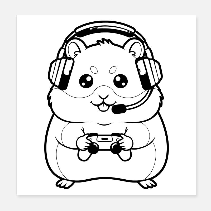 Profil du casque Hamster Gamer Poster 20 x 20 cm