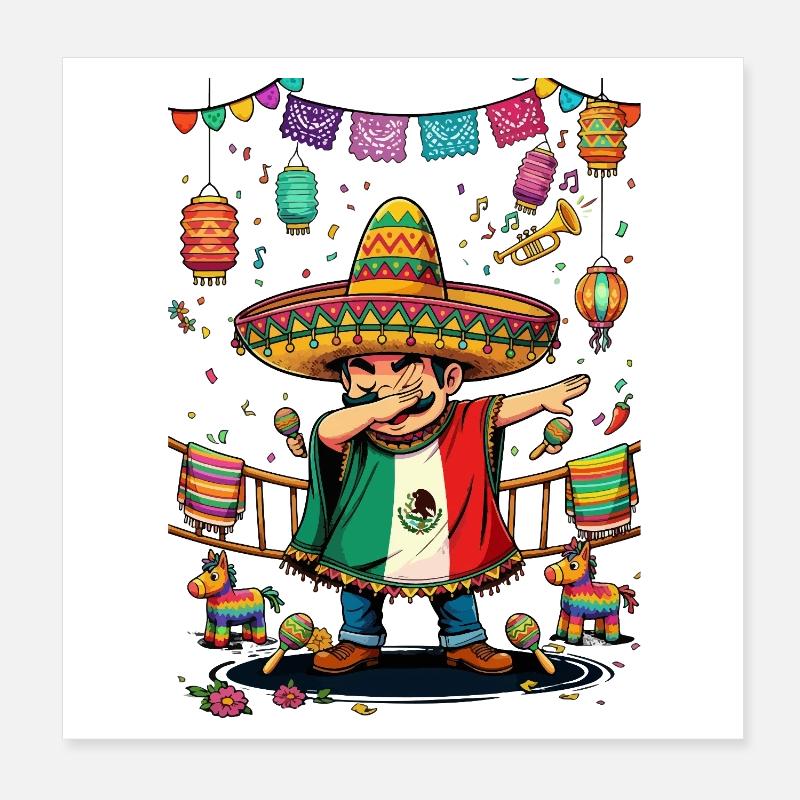 Fierté du Mexique & Maison Drapeau du Mexique Poster 20 x 20 cm