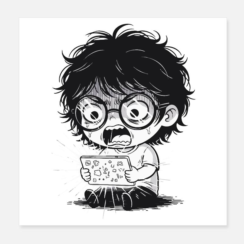 Enfant Colère Tablette Cri Numérique Poster 20 x 20 cm