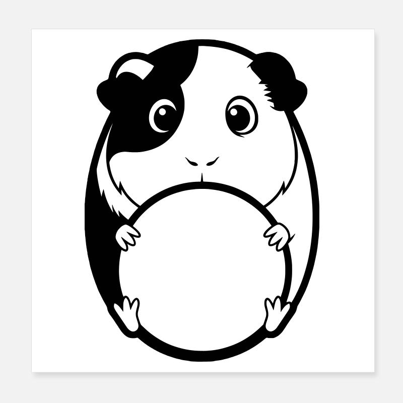 Dickes Meerschweinchen Comic Poster 20x20 cm