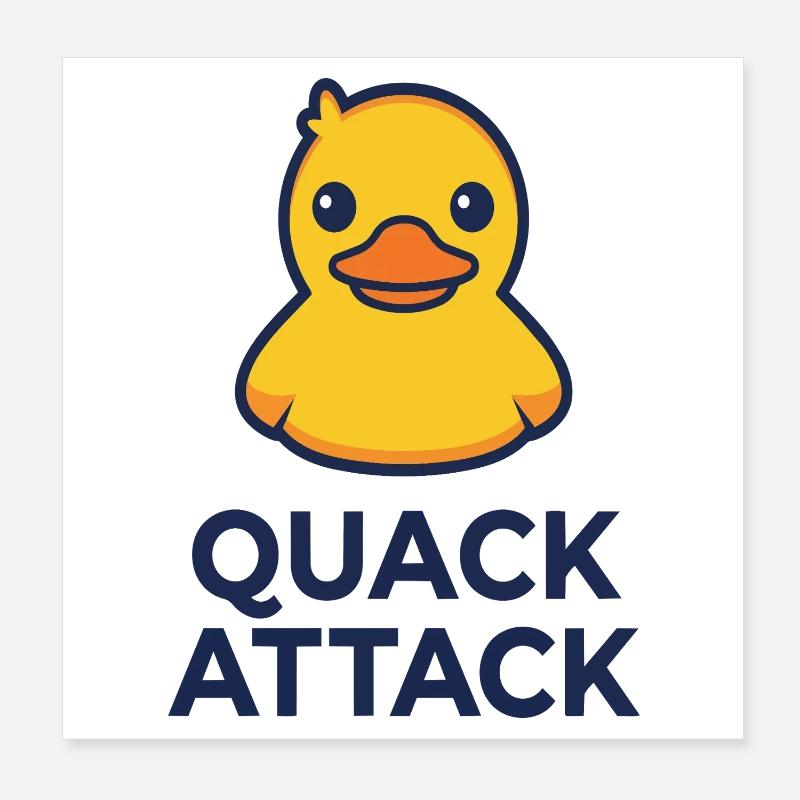 Quack Attack Rubber Duck Graphic Poster 8" x 8" (20x20 cm)