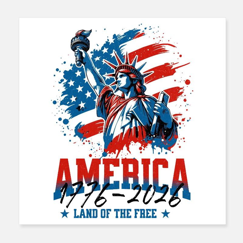 250e, 4e drapeau de la Statue patriotique de la Liberté des États-Unis Poster 20 x 20 cm