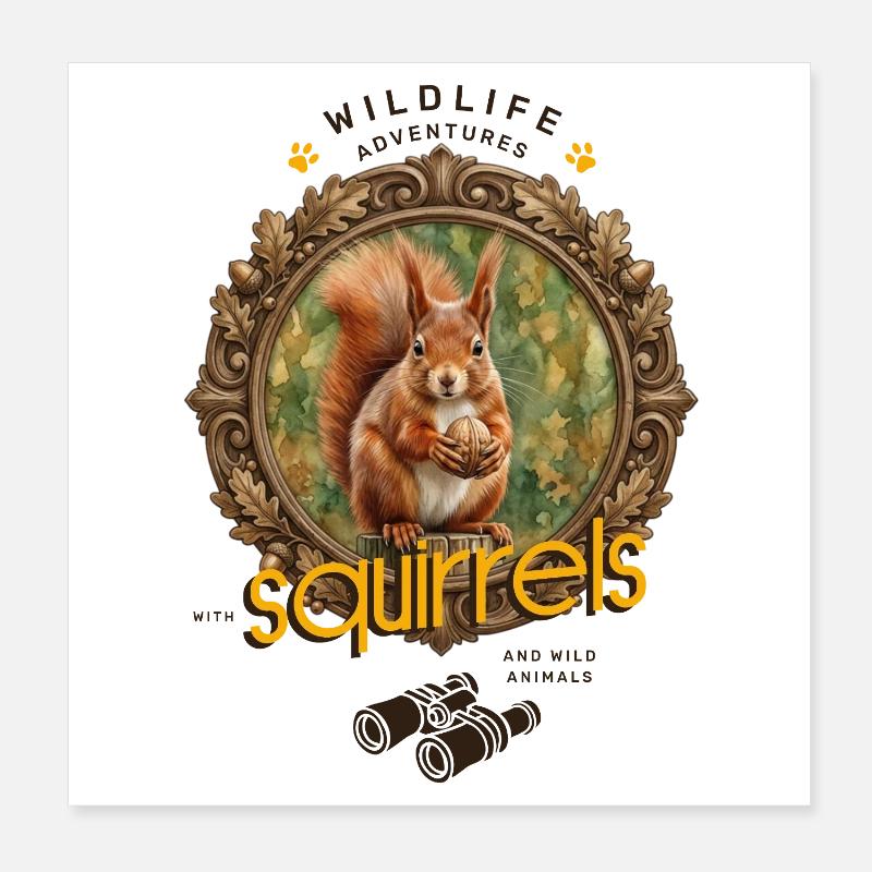 Aventure avec un motif animal écureuil rongeur Poster 20 x 20 cm
