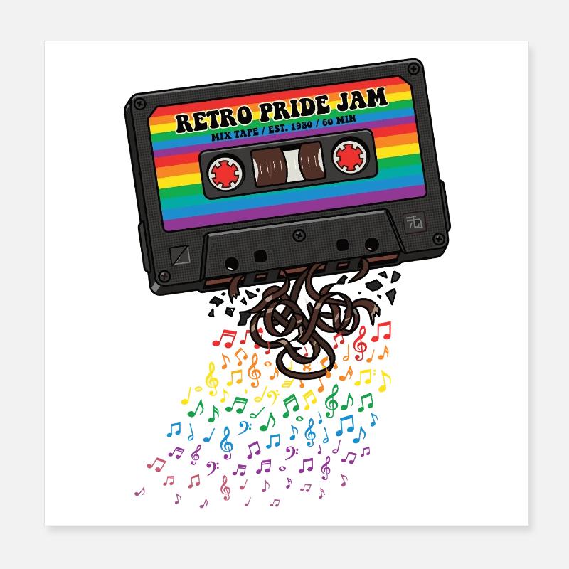 LGBT-Pride-Monat – Retro-Pride-Kassette Poster 20x20 cm
