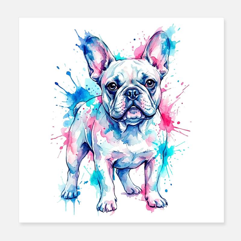 Farbenfroher Hund: Aquarell Kunst Design Poster 20x20 cm