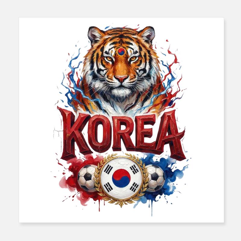 Corée - Guerriers Taeguk - Tigres d’Asie - Red Dev Poster 20 x 20 cm