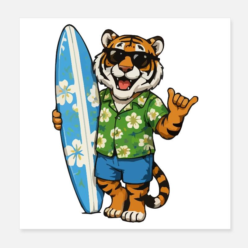 Surftiger im Hawaii-Hemd Poster 20x20 cm