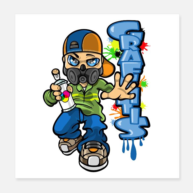 B-Boy und Graffiti Poster 20x20 cm