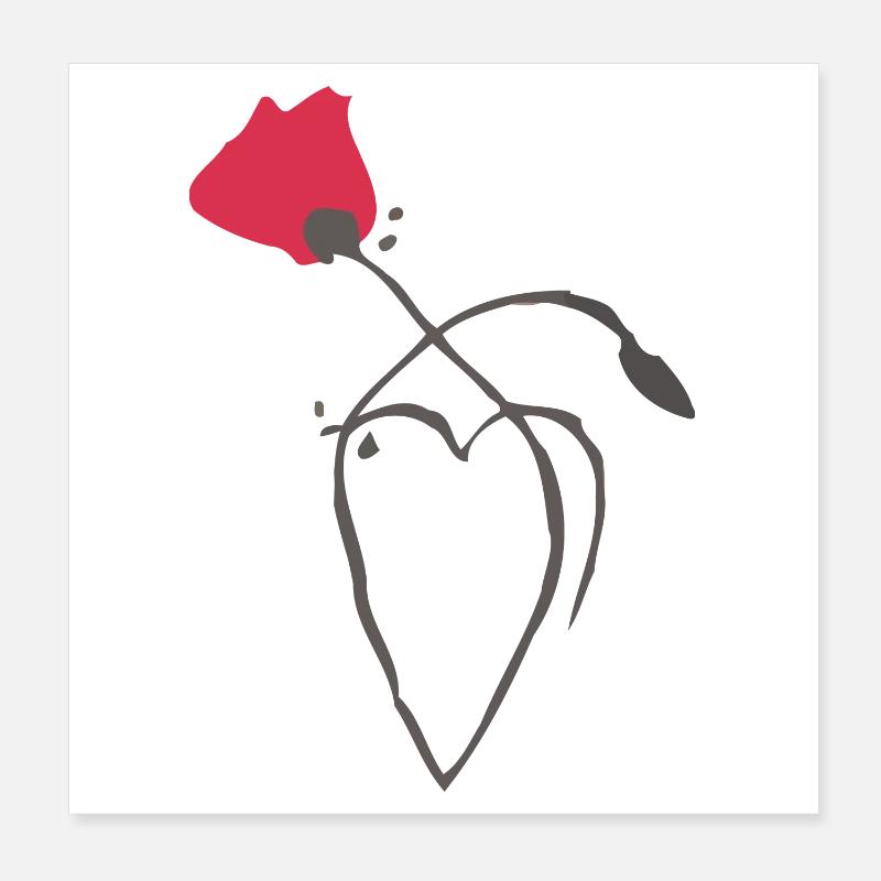 Mohn und Herz Poster 20x20 cm