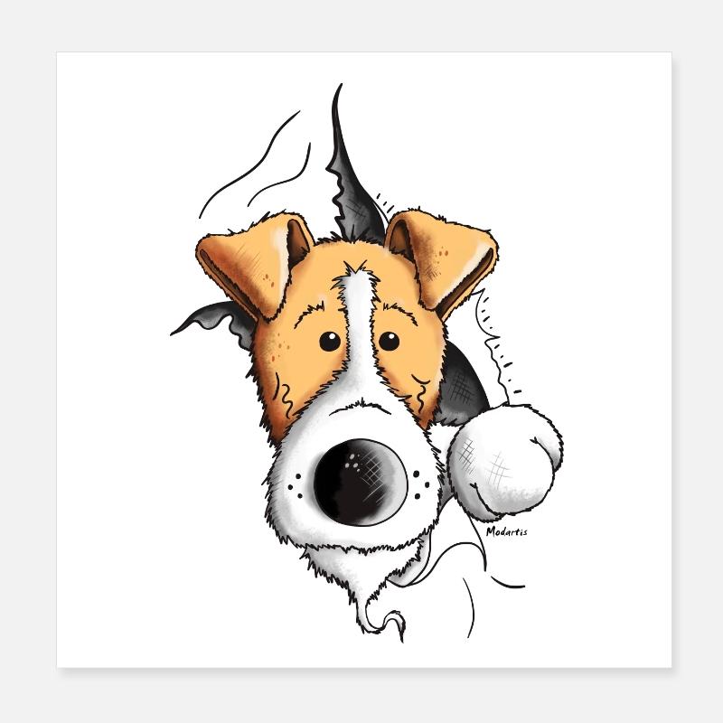 Drôle Fox-terrier Poster 20 x 20 cm