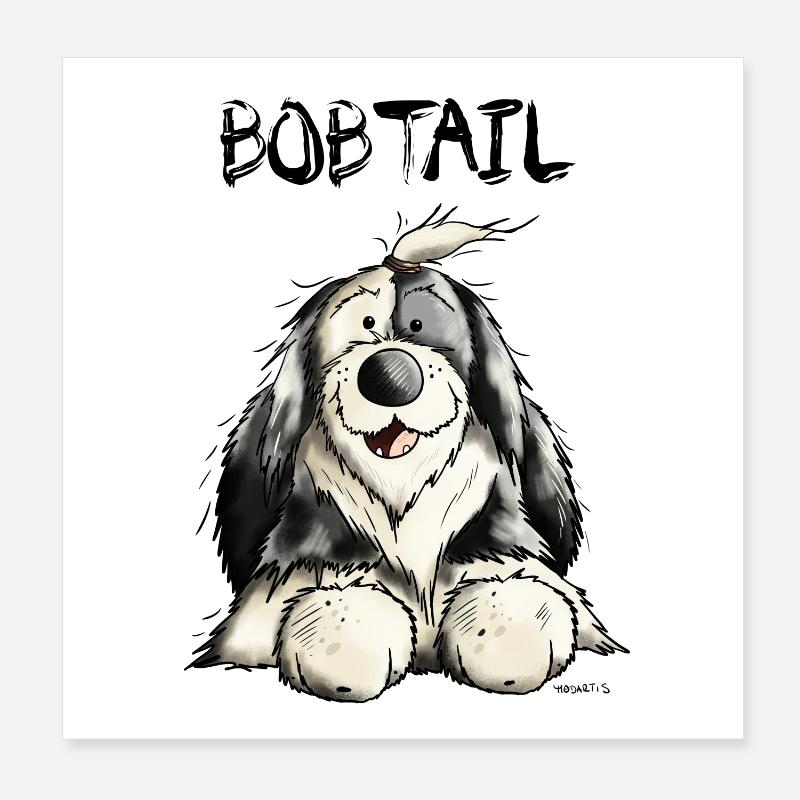 Bobtail Chien Poster 20 x 20 cm