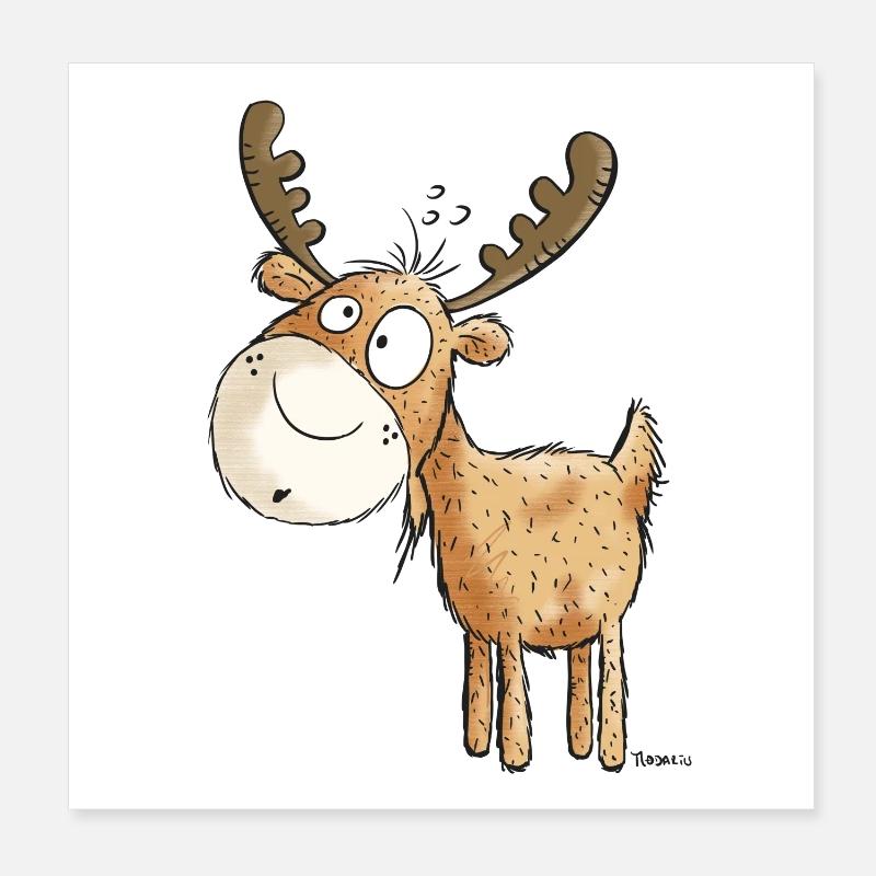 Witziger Elch - Elche - Hirsch - Reh - Geschenk Poster 20x20 cm