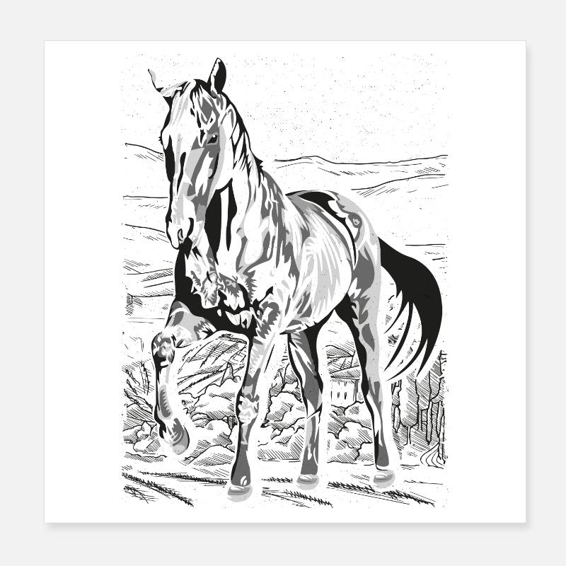 Équitation - cavalier - école d'équitation - beau cheval Poster 20 x 20 cm