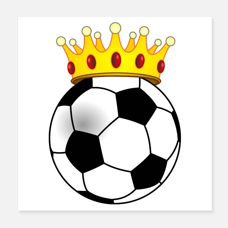 Fußball mit Krone für König oder Königin Poster 20x20 cm