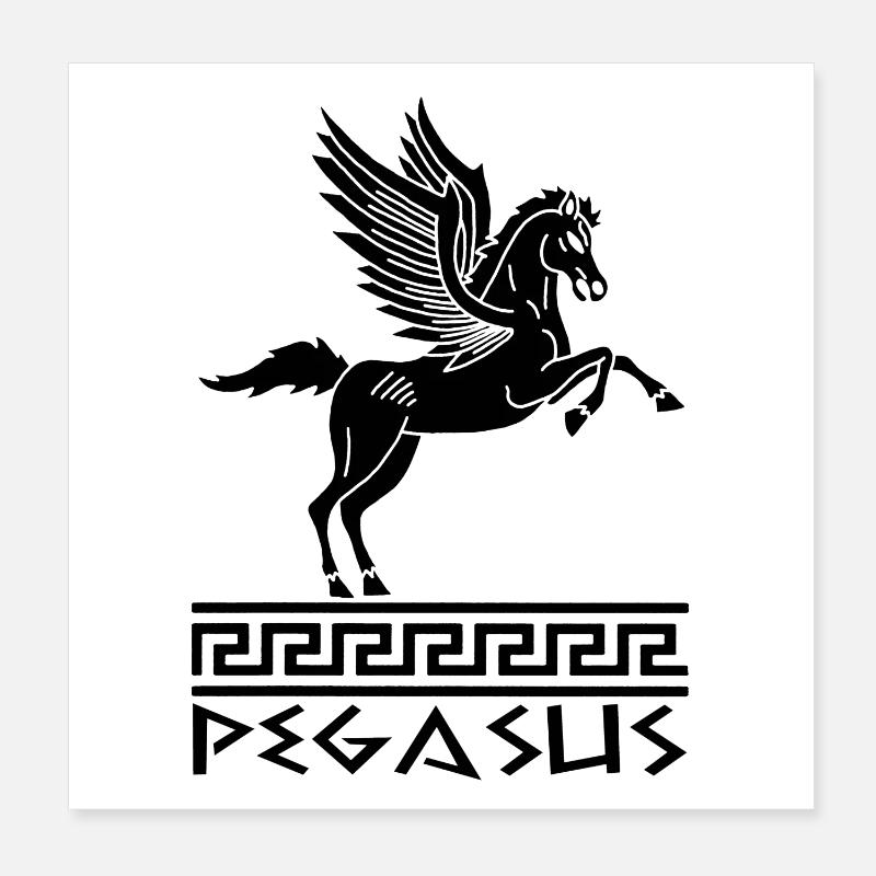 Pferd Schwarz Pegasus Poster 20x20 cm