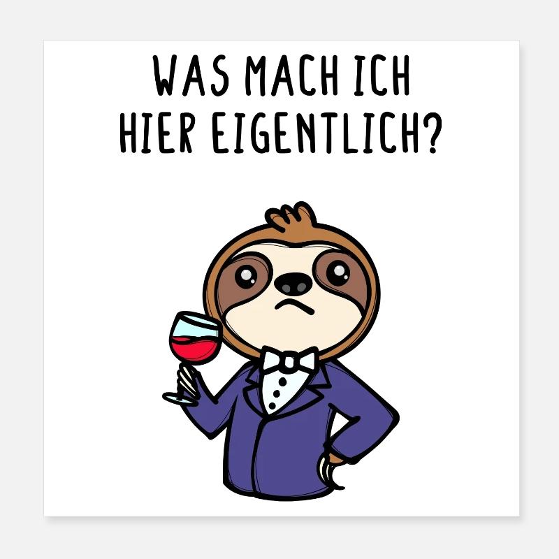 Faultier Zoo Chillen Säugetier Relax Statement Poster 20x20 cm