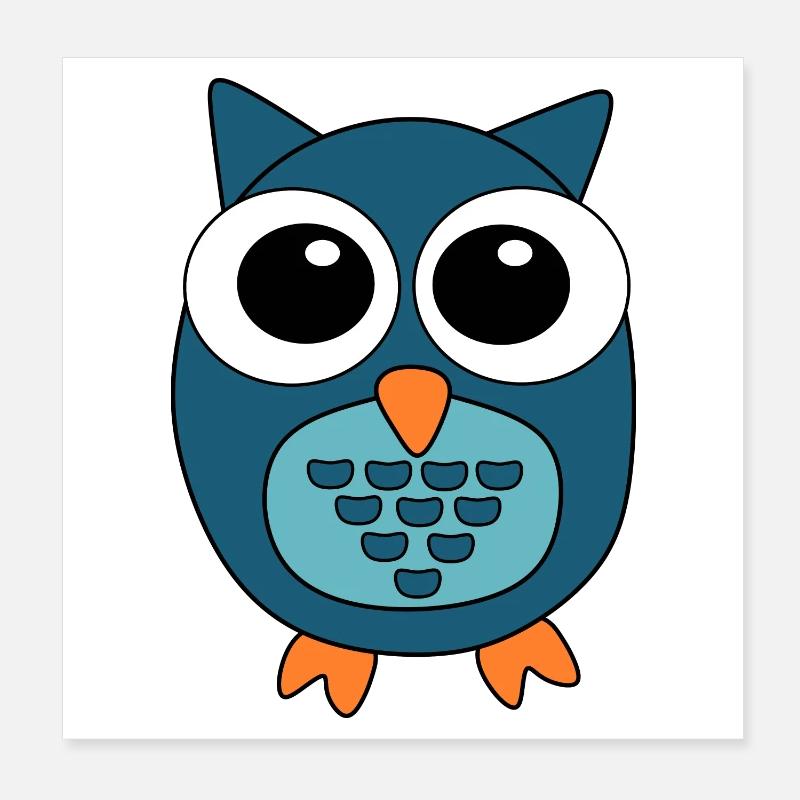Eule blaue Eule Poster 20x20 cm