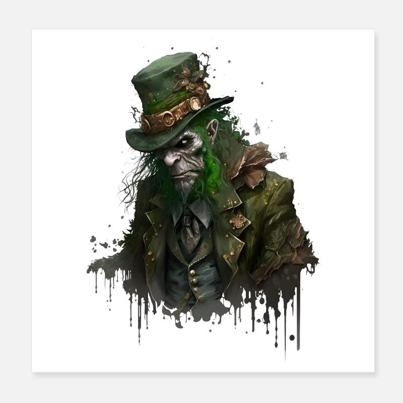 Zombie Leprechaun avec chapeau haut de forme Poster 20 x 20 cm