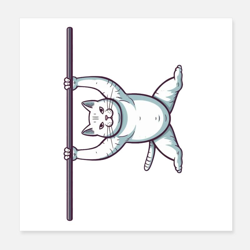 White Comic Cat in Iron X Poster 8" x 8" (20x20 cm)