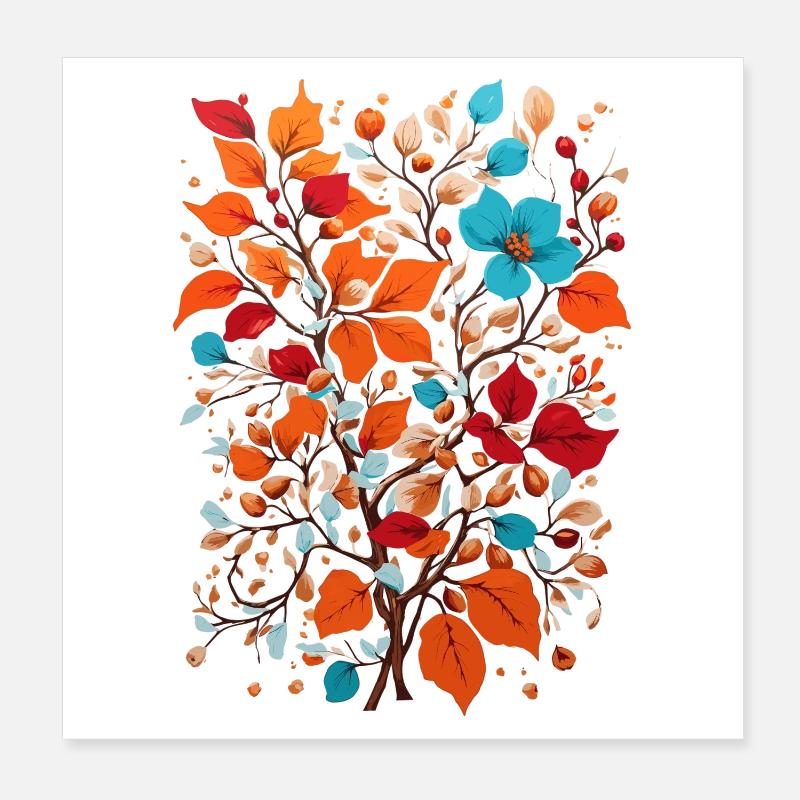 Blumen mit Nüsse Poster 20x20 cm