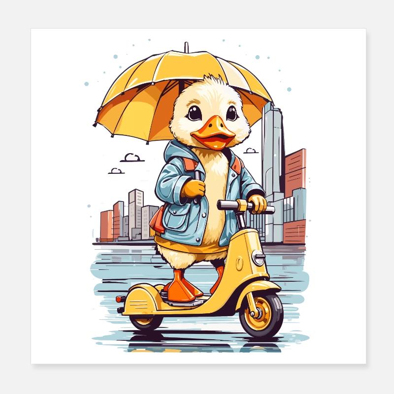Duck with Roller Poster 8" x 8" (20x20 cm)