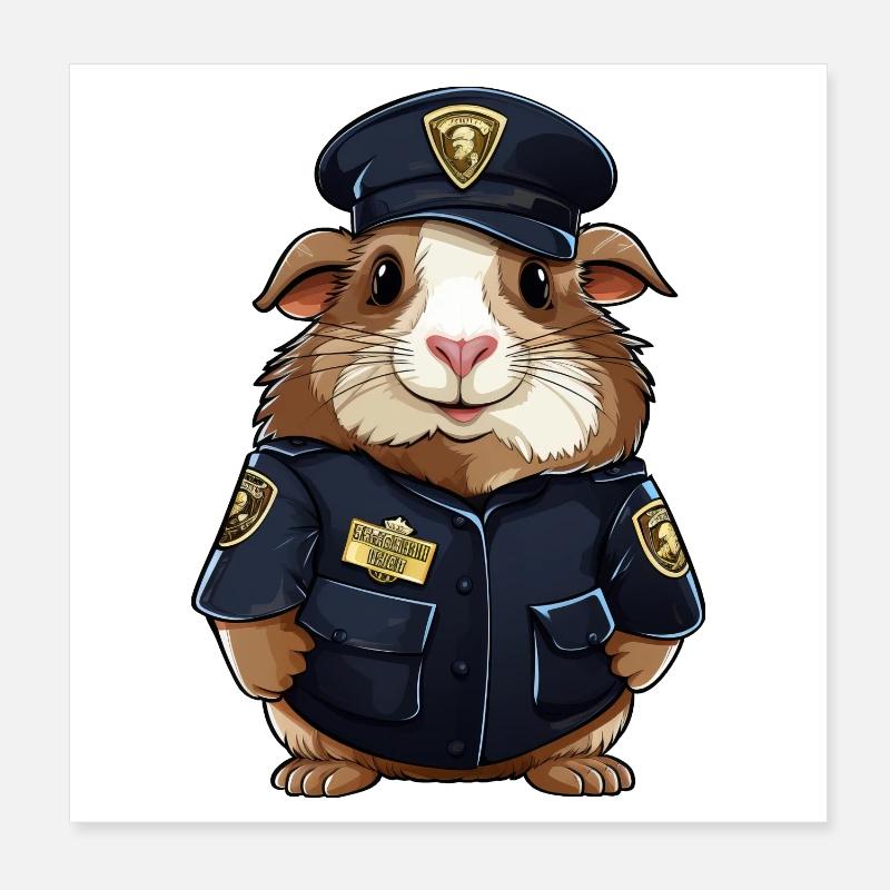 Cochon d’Inde policier Poster 20 x 20 cm