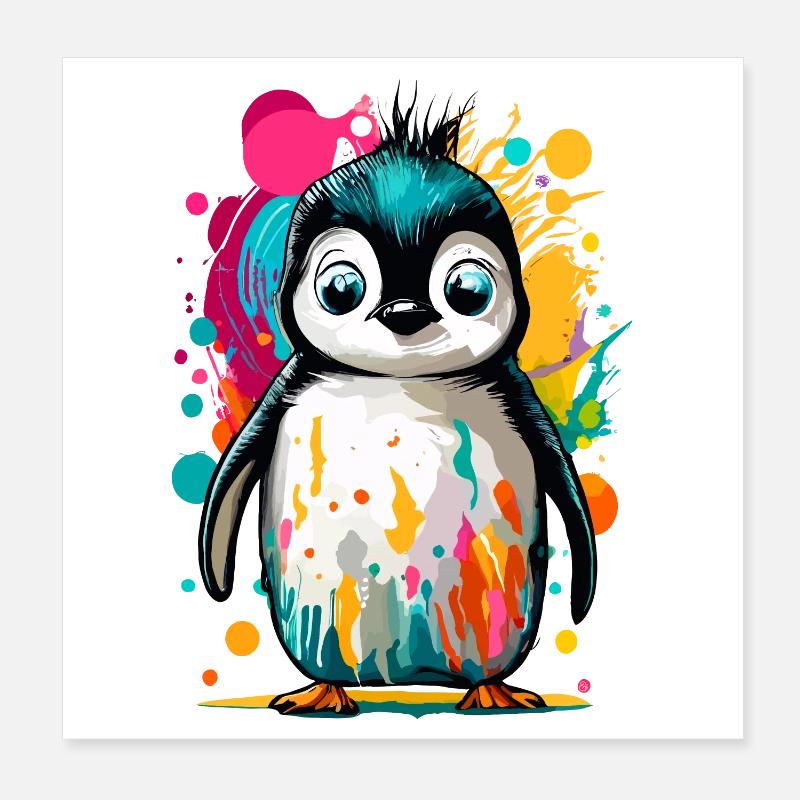 Pingouin royal - Petit bébé pingouin coloré Poster 20 x 20 cm