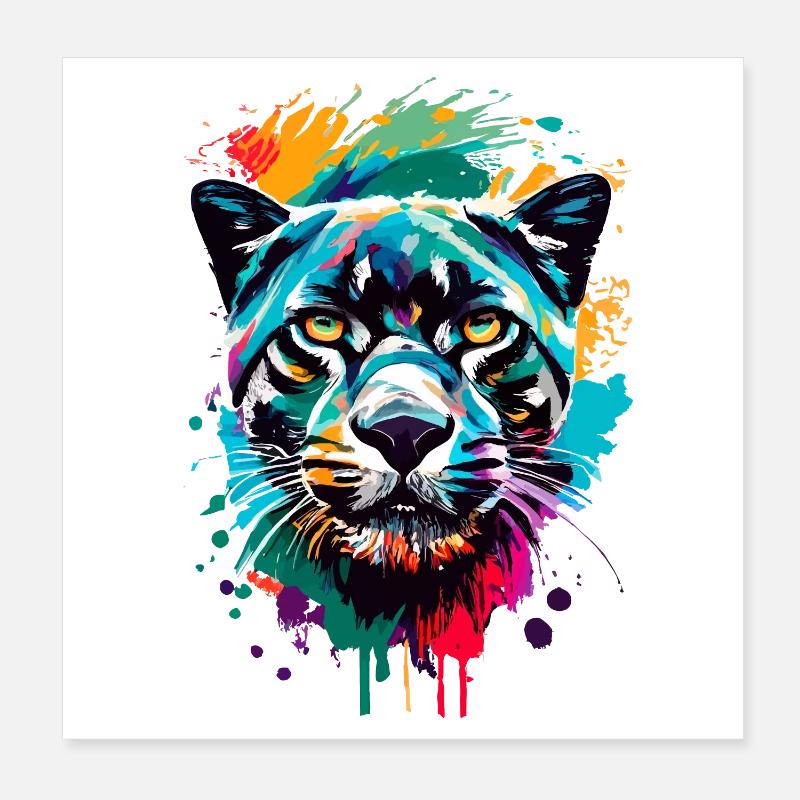 Panther Jaguar Leopard - Schwarzer Panther Katze Poster 20x20 cm