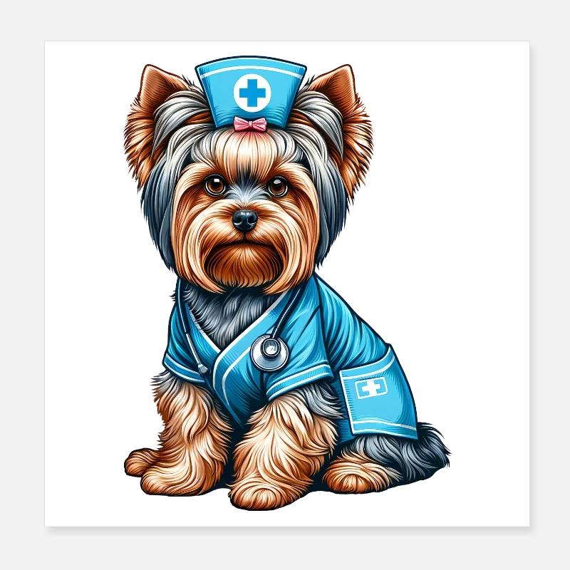 Yorkshire Terrier Krankenschwester Poster 20x20 cm