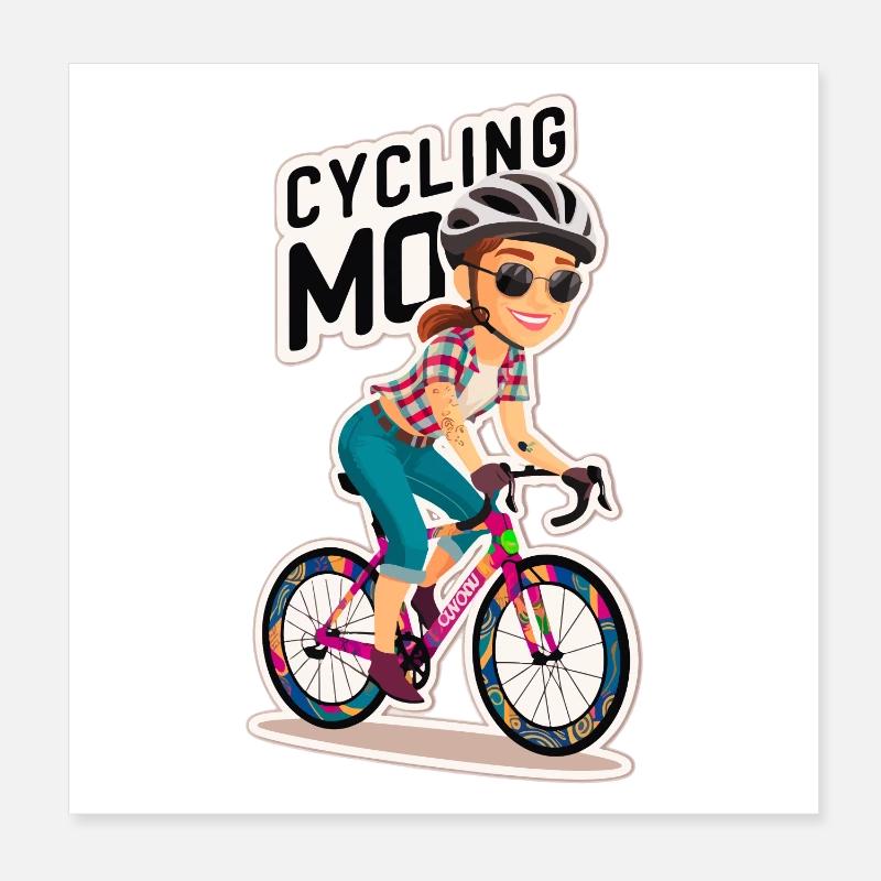 Motif cycliste vibrant avec une cycliste joueuse Poster 20 x 20 cm