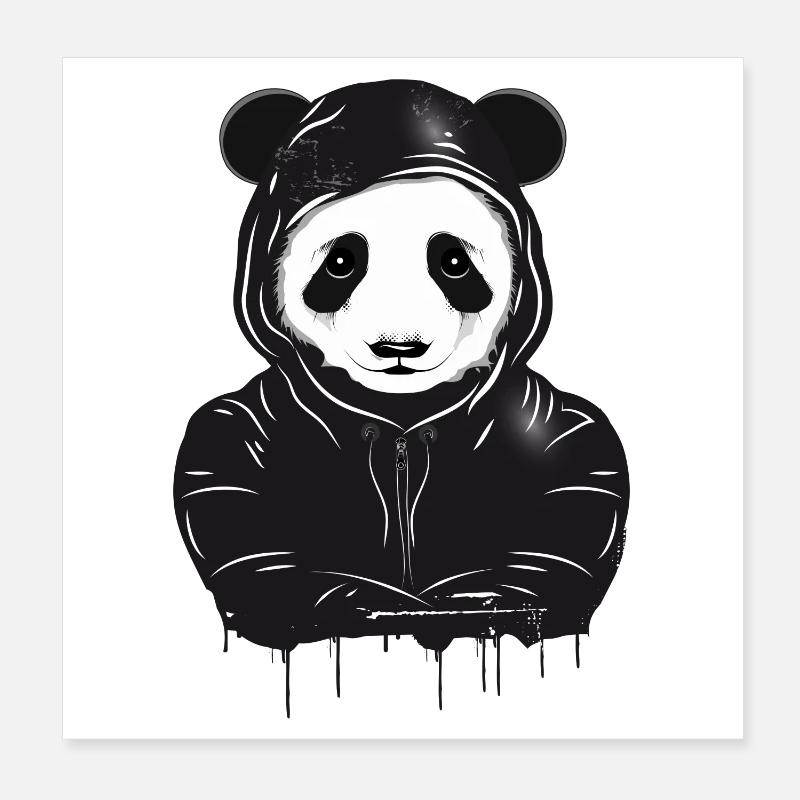 drôle de tête d’ours panda avec capuche à capuche Poster 20 x 20 cm