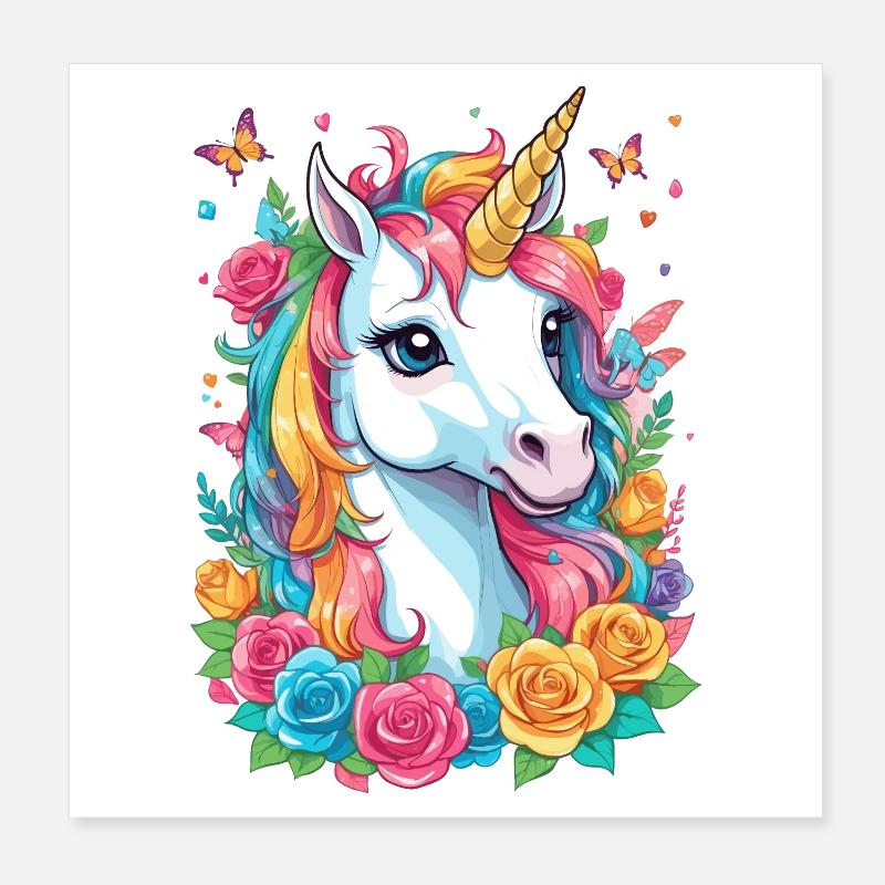 Cute Unicorn Poster 8" x 8" (20x20 cm)