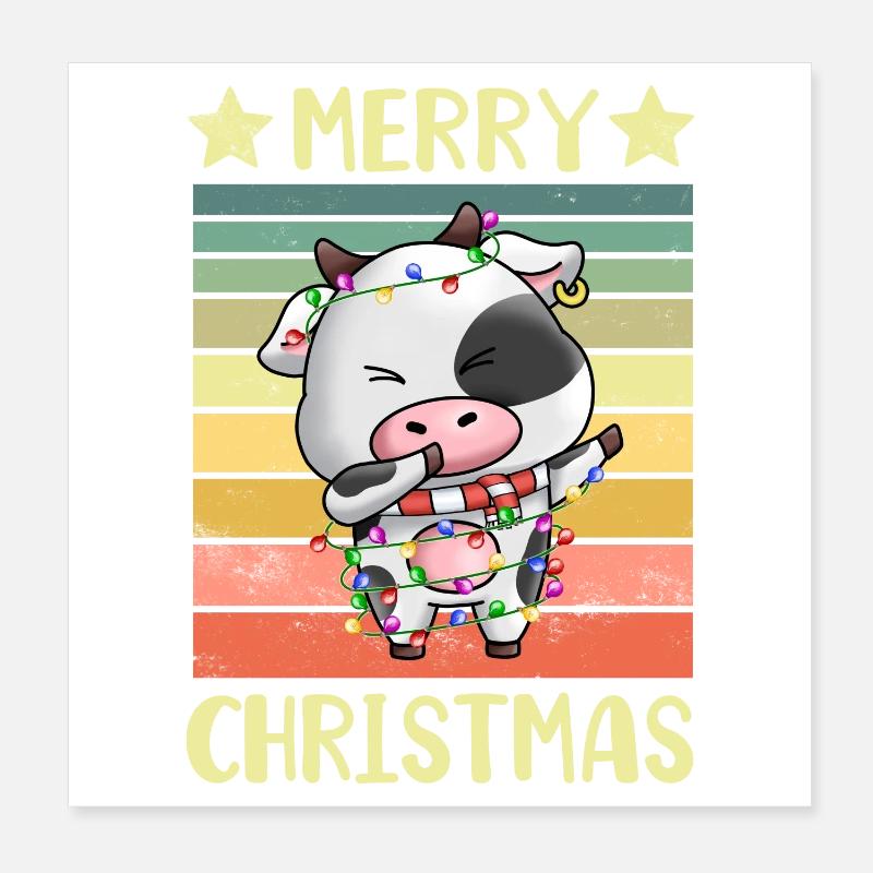 Joyeuse vache de Noël Poster 20 x 20 cm
