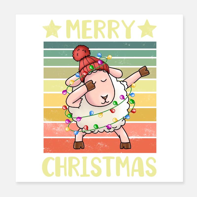 Frohe Weihnachten Schaf Poster 20x20 cm