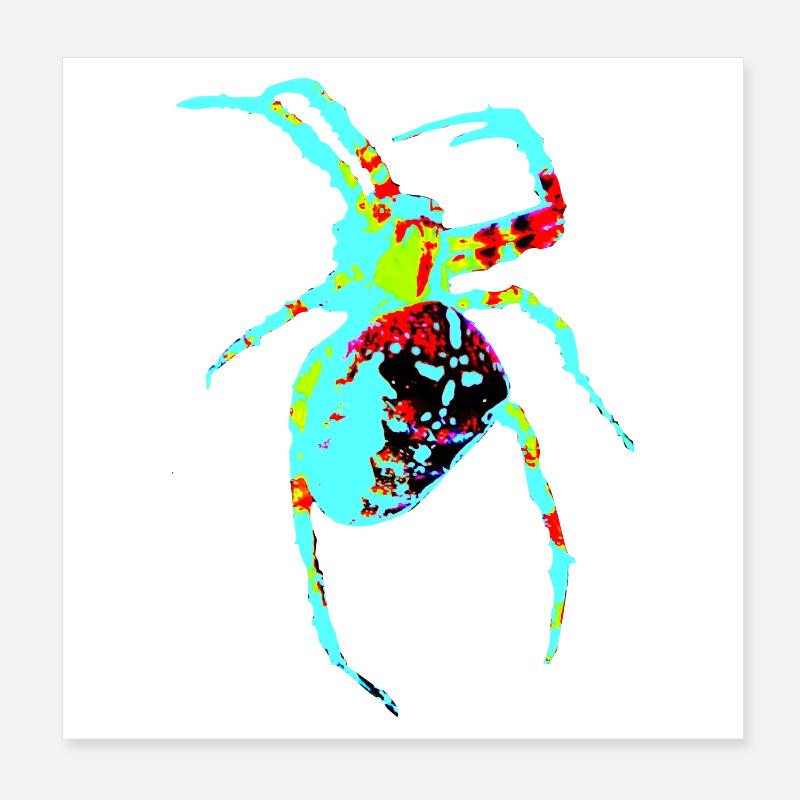 Araignée aux couleurs néon Poster 20 x 20 cm
