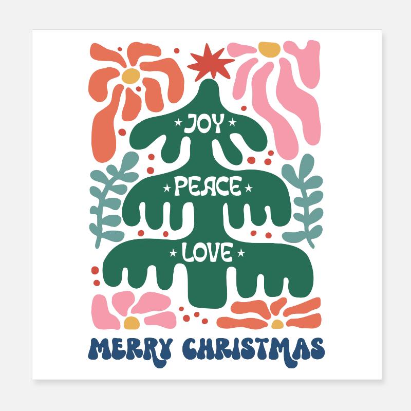 Joie Paix Amour Joyeux Noël Style Boho Poster 20 x 20 cm
